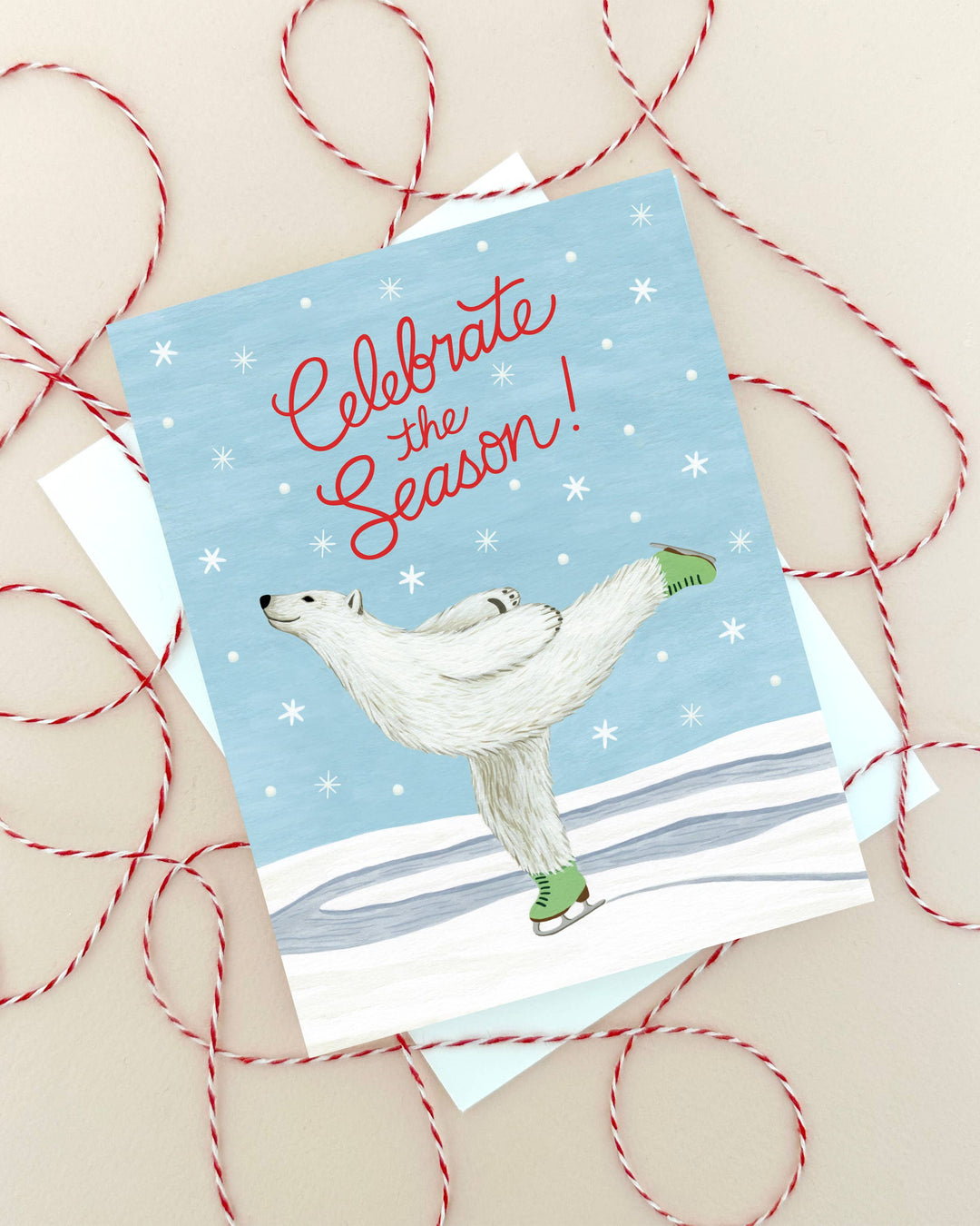 Yeppie Paper Holiday Polar Bear Ice Skating Winter Holiday Card