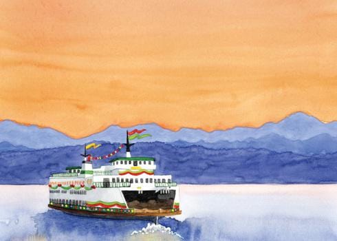 Allport Boxed Card Set Festooned Ferry Boxed Holiday Cards