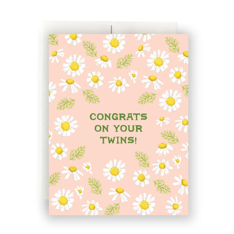 Antiquaria Card Daisies Twins Baby Card