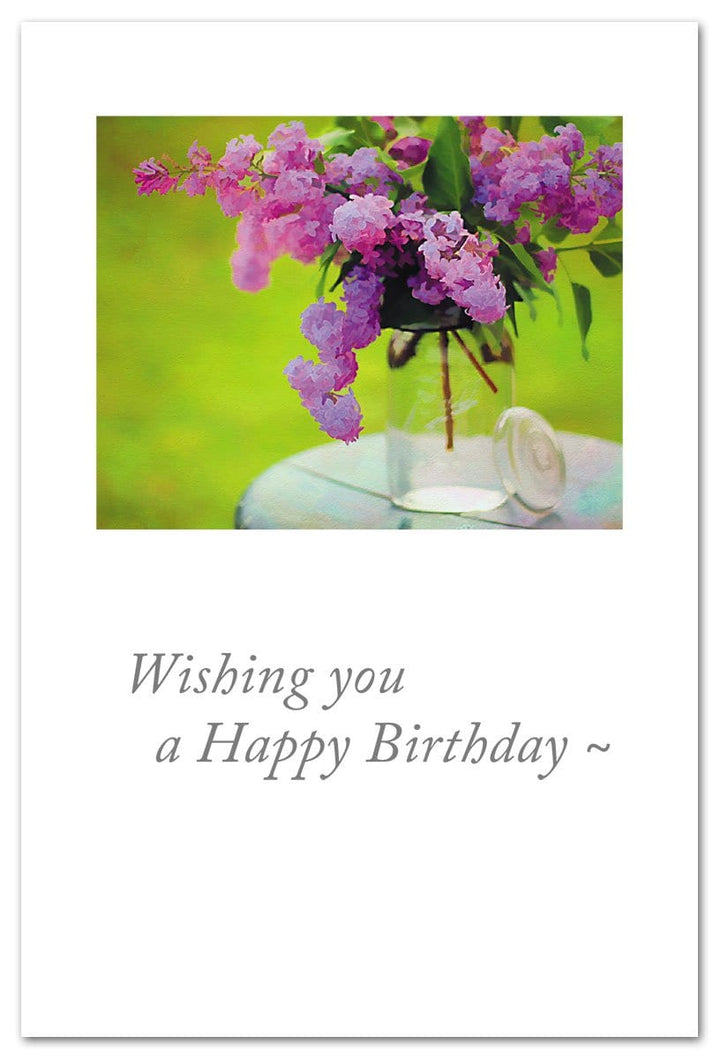 Cardthartic Card Pink Lilacs in Jar Birthday Card