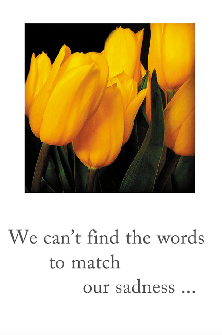 Cardthartic Card Yellow Tulips Sympathy Card