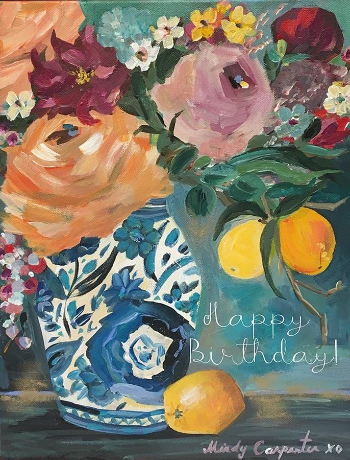 Carpe Diem Papers Card Lemon Birthday Bouquet Greeting Card