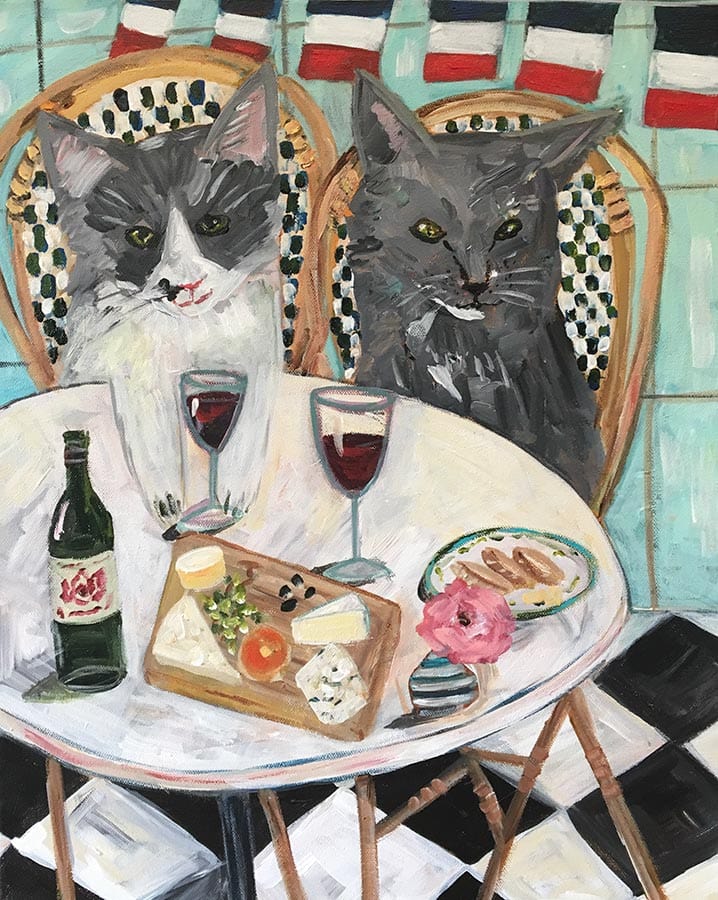 Carpe Diem Papers Card Paris Cafe Cats Greeting Card