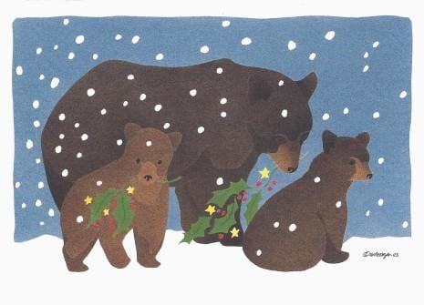 Crane Creek Graphics Boxed Card Set Holly Bears Holiday Card