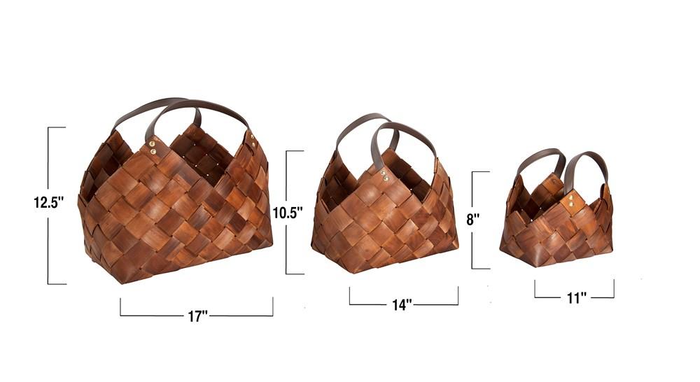 Seagrass Baskets with Leather Handles Basket Creative Coop