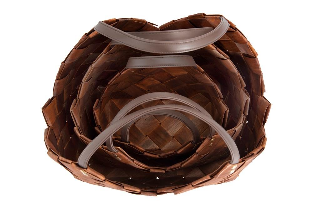 Seagrass Baskets with Leather Handles Basket Creative Coop