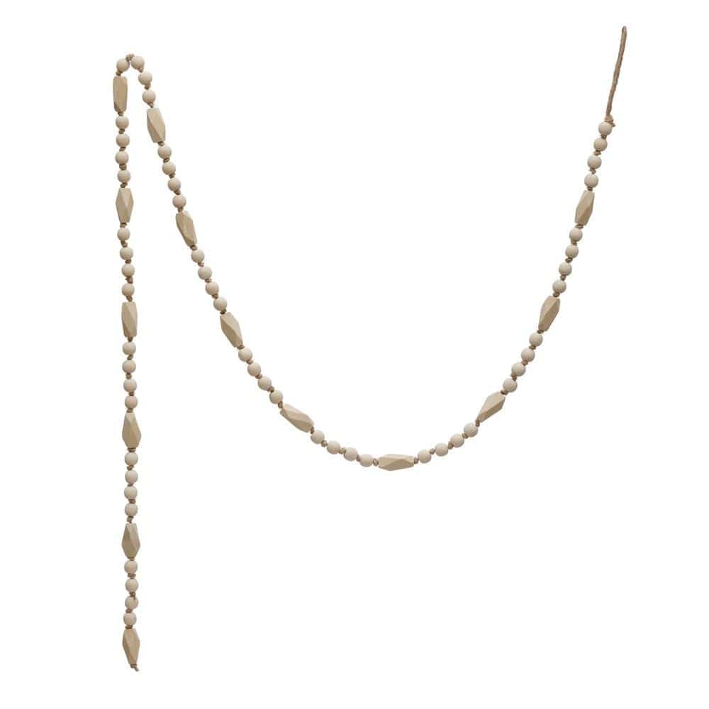 Paulownia Wood Bead Garland - Natural Wood Garland Creative Coop