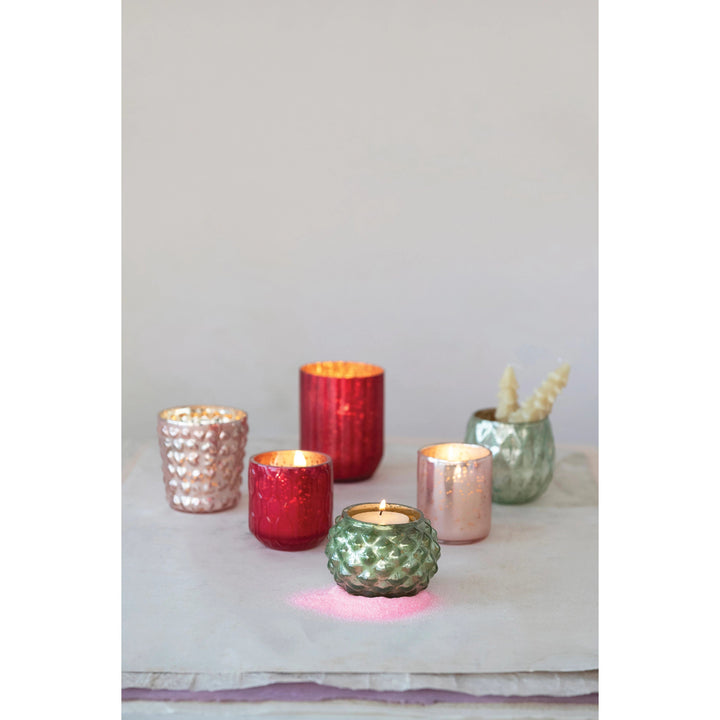 Creative Coop Holiday Decor Mercury Glass Votive Holders