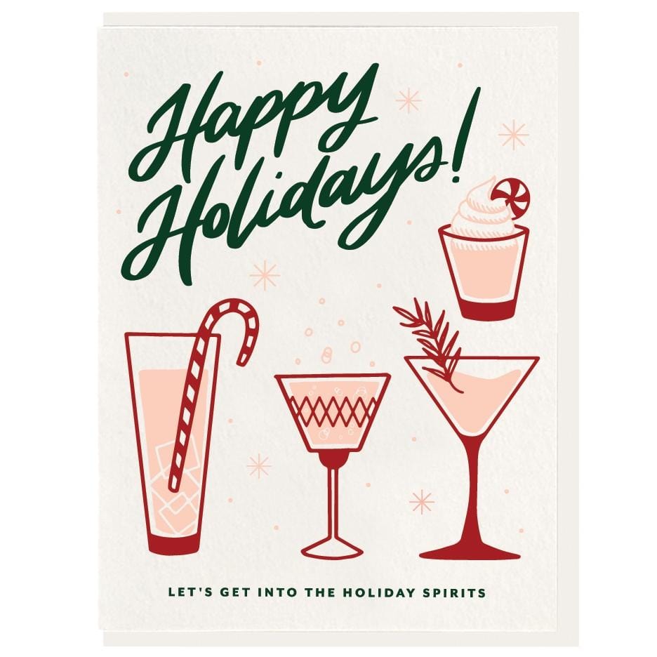 Dahlia Press Card Holiday Spirits - Letterpress Card