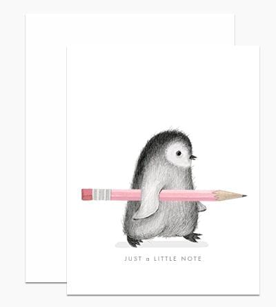 Dear Hancock Card Just a Little Note Penguin card