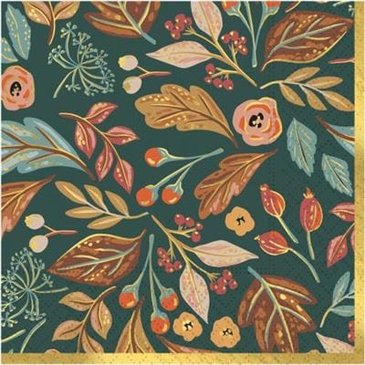 Design Design Napkins Sage and Pumpkin Beverage Napkins