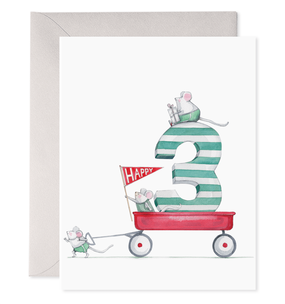 E. Frances Paper Card 3rd Birthday Card
