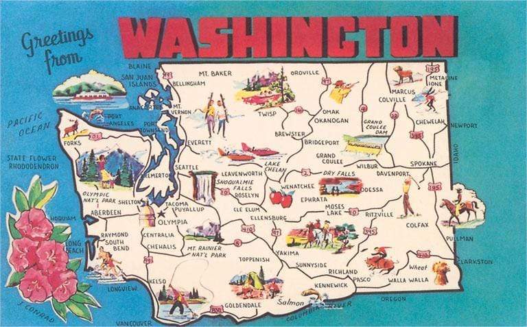 Found Image Press Card Washington State - Vintage Image Postcard