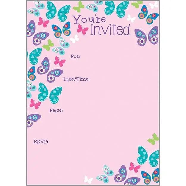 Gina B Designs Valentine's Day Fill-In Invitation - Butterflies on Pink