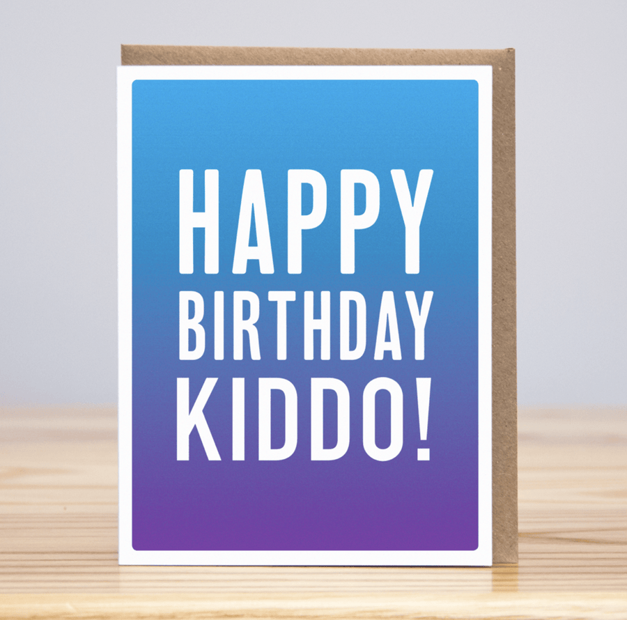 Huckleberry Letterpress Card Neon Ombre Happy Birthday Kiddo
