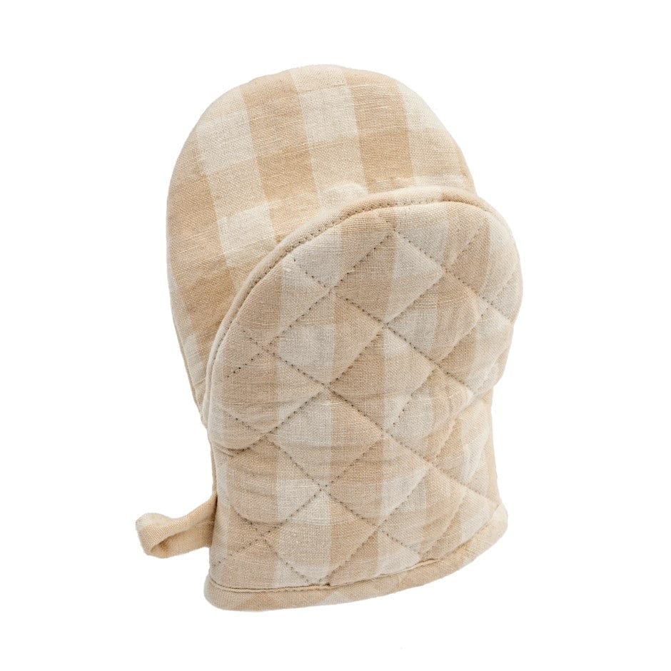 Indaba Kitchen Linen Gingham Oven Mitt - Clay
