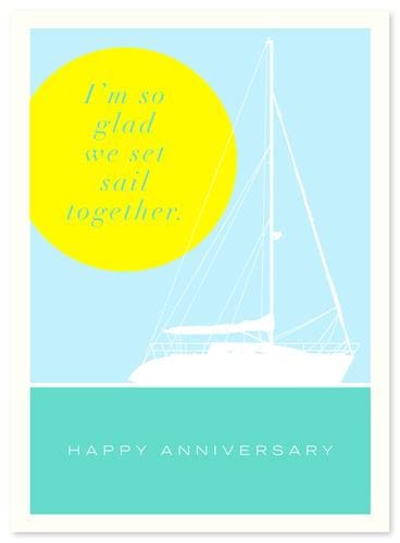 J. Falkner Single Card Sailboat Anniversary Card