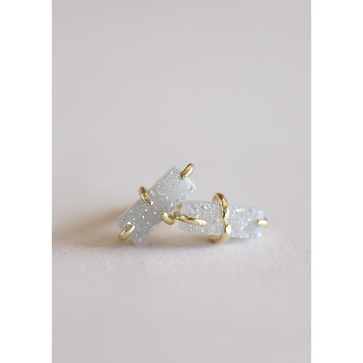 JaxKelly Earrings Druzy Bar Earrings - White