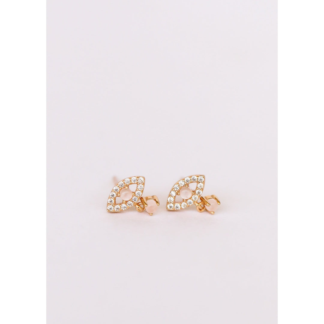 JaxKelly Earrings Rose Quartz Evil Eye Drop Earrings