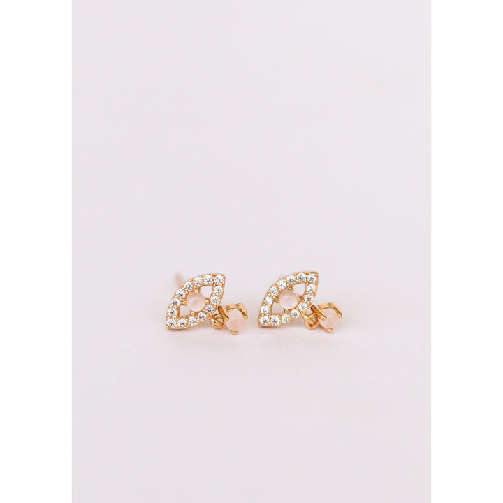 JaxKelly Earrings Rose Quartz Evil Eye Drop Earrings
