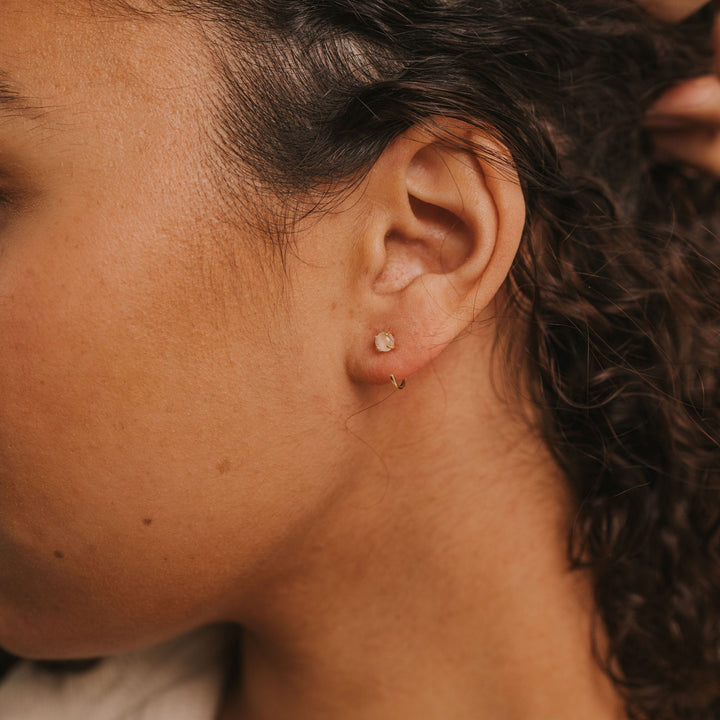 JaxKelly Earrings Rose Quartz Huggies
