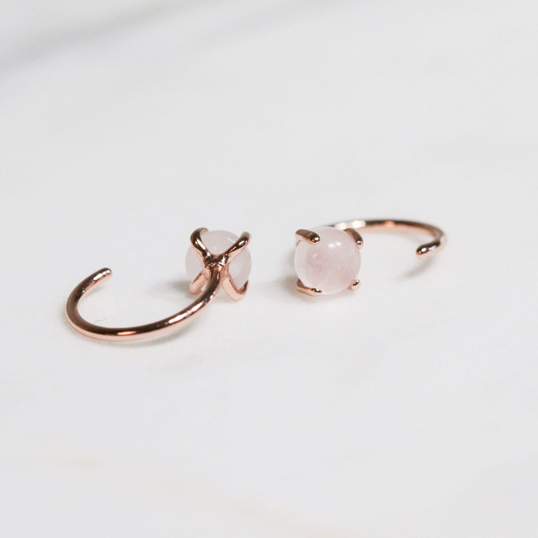 JaxKelly Earrings Rose Quartz Huggies