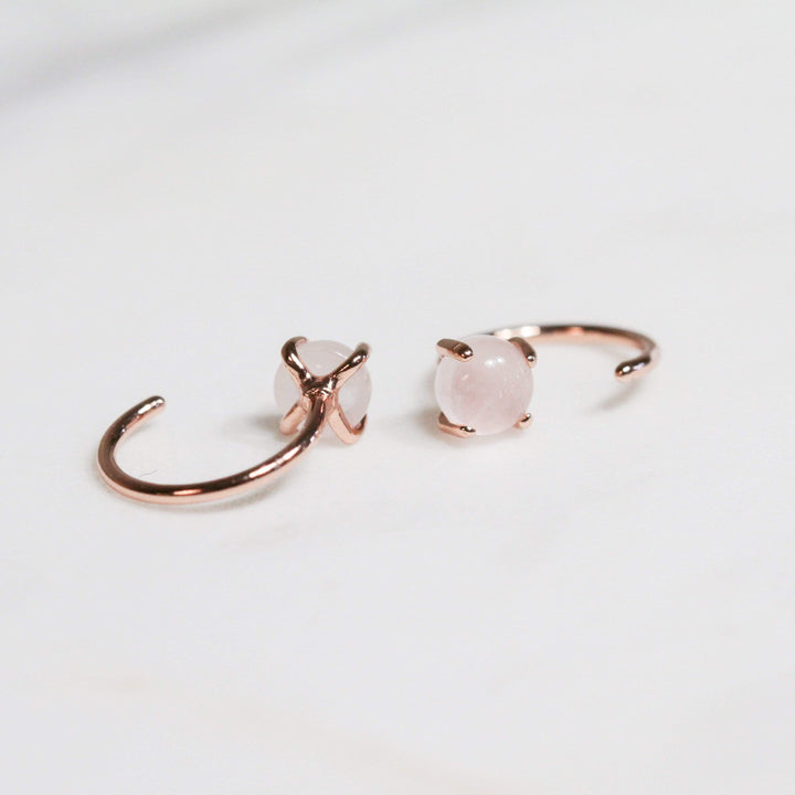 JaxKelly Earrings Rose Quartz Huggies