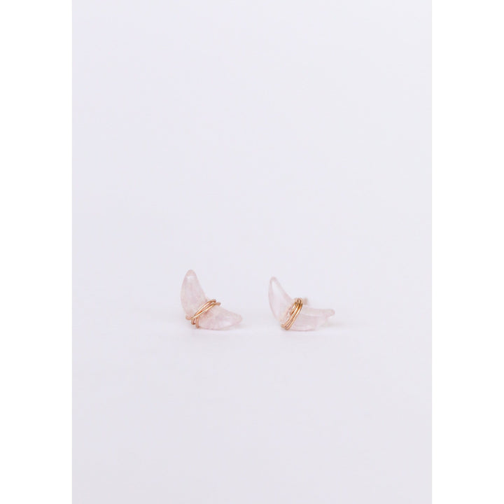 JaxKelly Earrings Rose Quartz Wire-Wrapped Moon Earrings