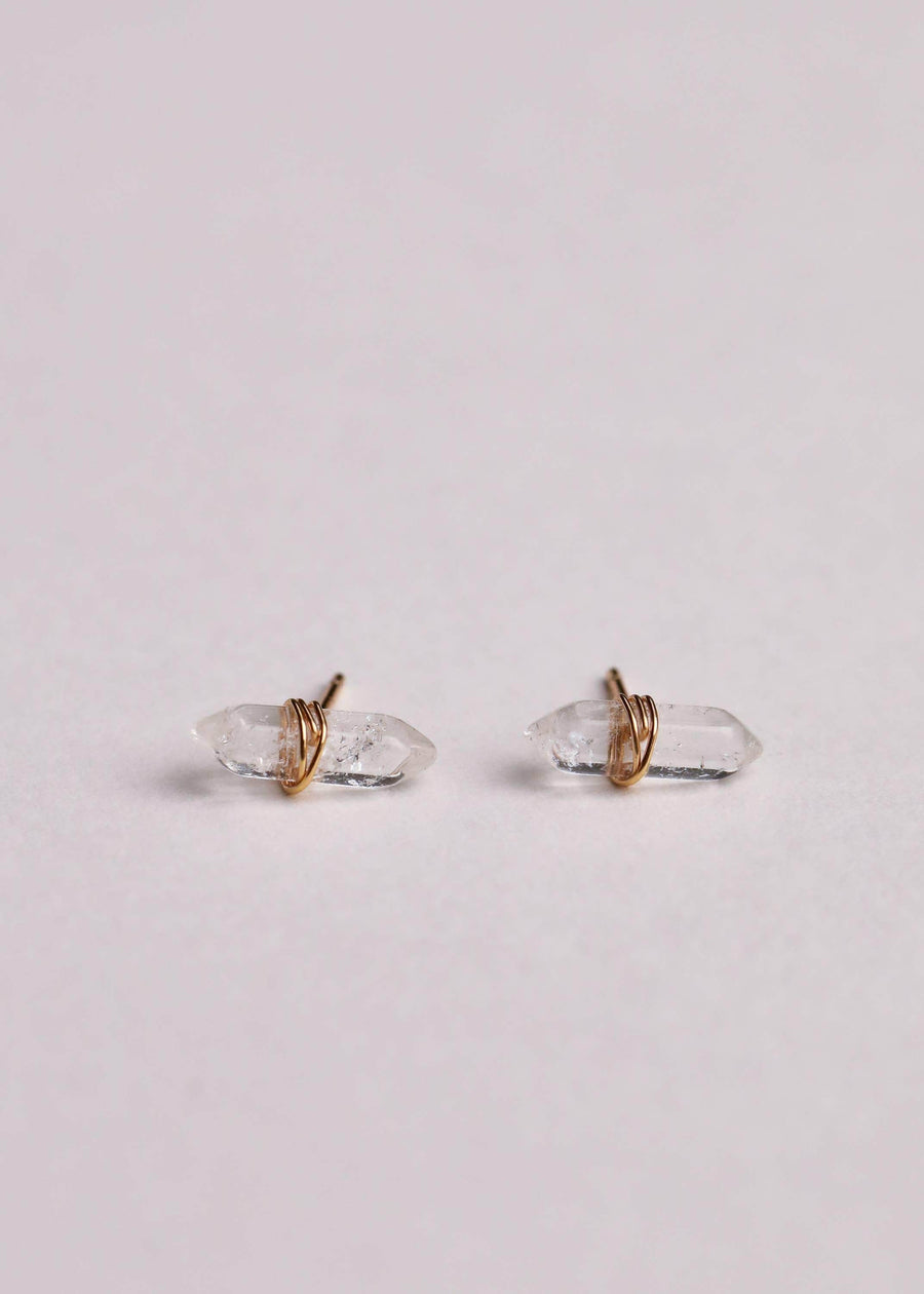 JaxKelly Jewelry Clear Quartz Mineral Point Studs