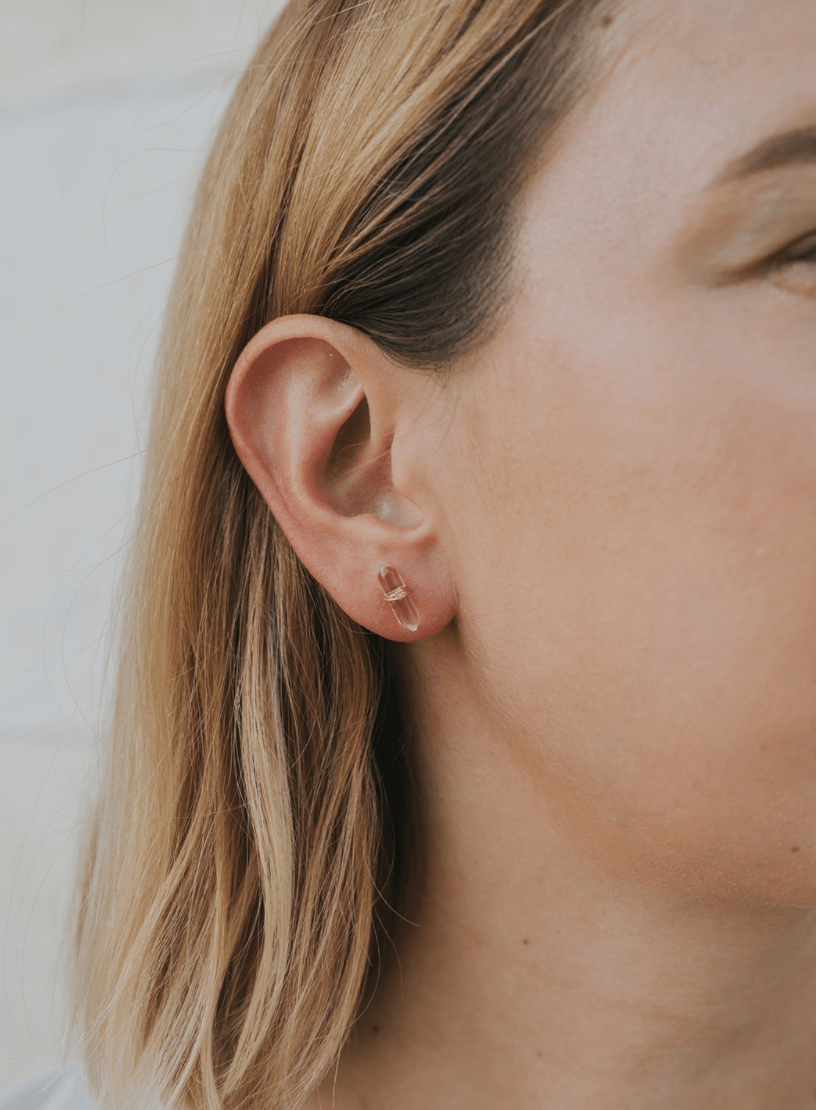 JaxKelly Jewelry Clear Quartz Mineral Point Studs