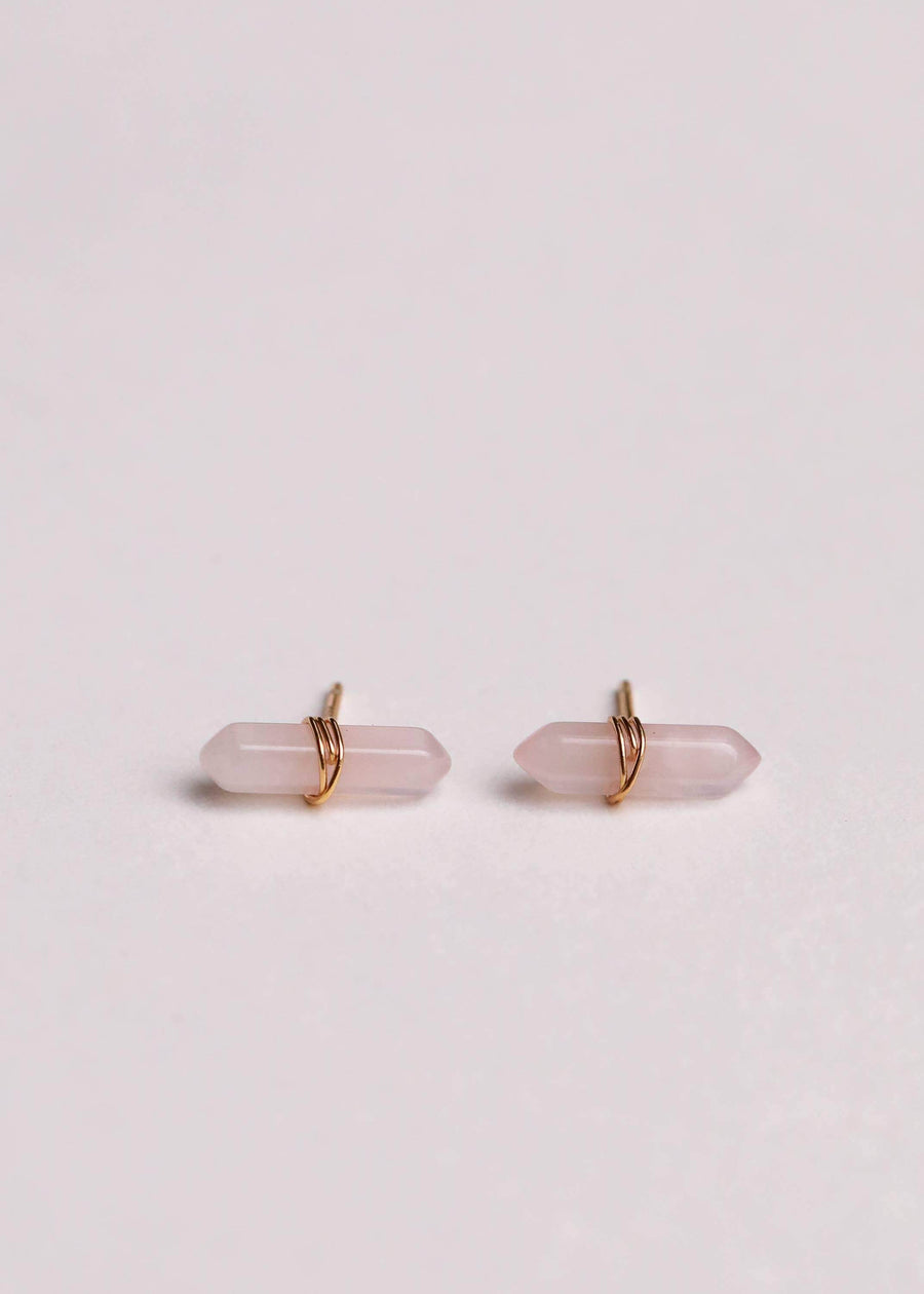 JaxKelly Jewelry Rose Quartz Mineral Point Studs