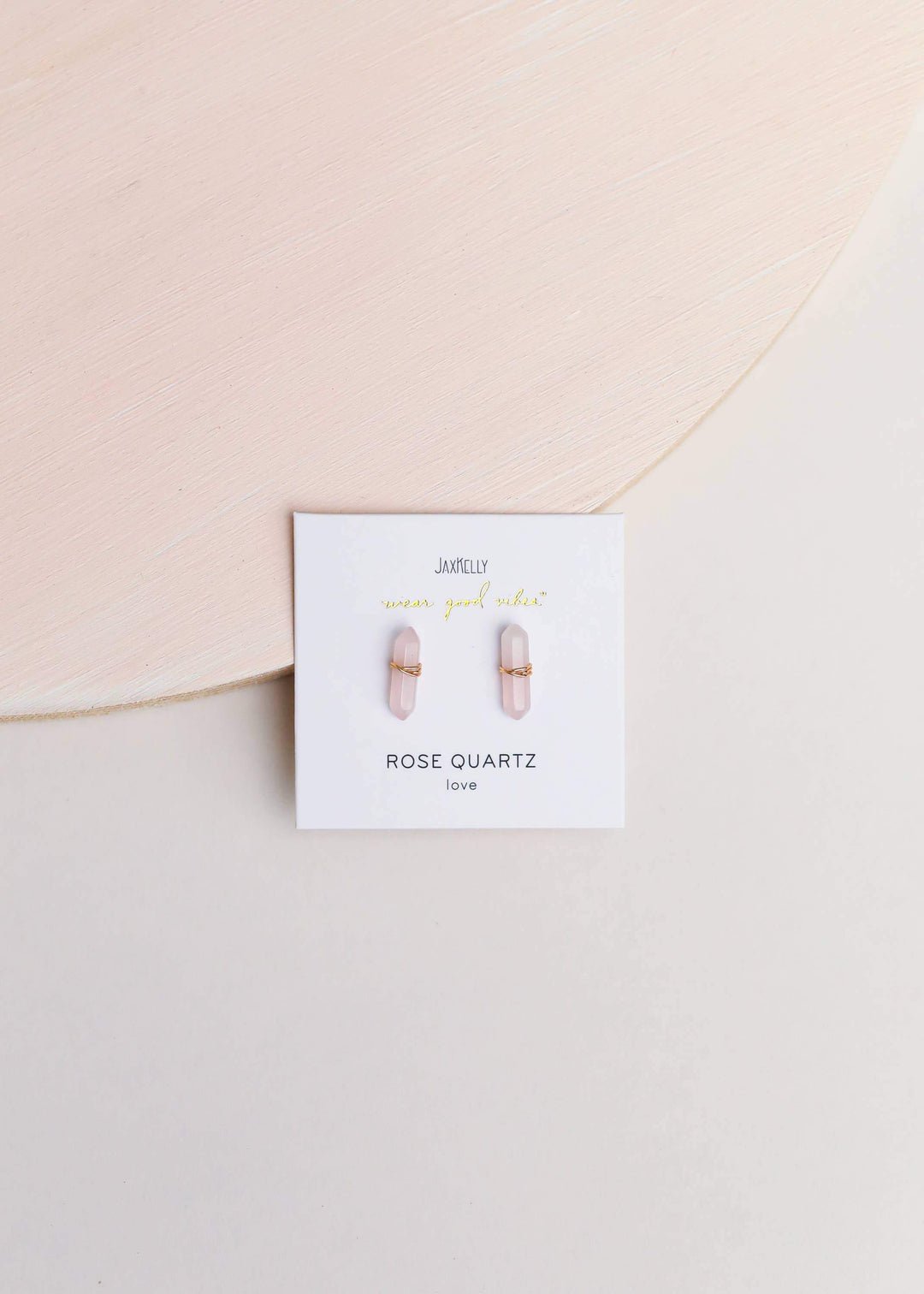 JaxKelly Jewelry Rose Quartz Mineral Point Studs