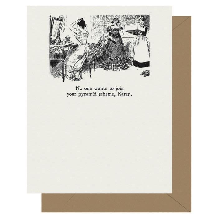 Letterpress Jess Card Pyramid Scheme Card