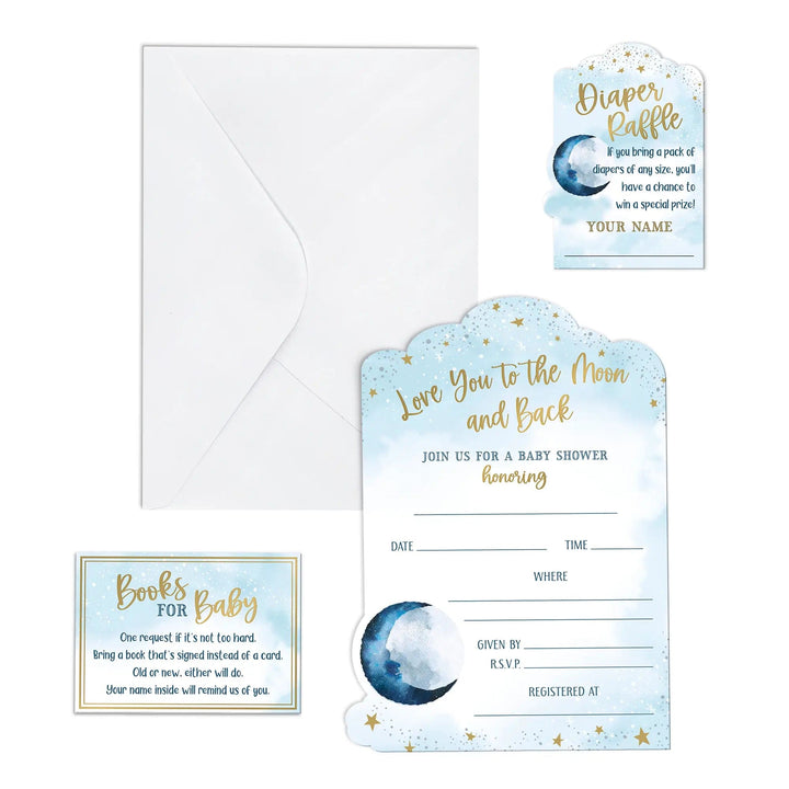 Lillian Rose Invitations "Love You... Moon" Baby Shower Invitation Set