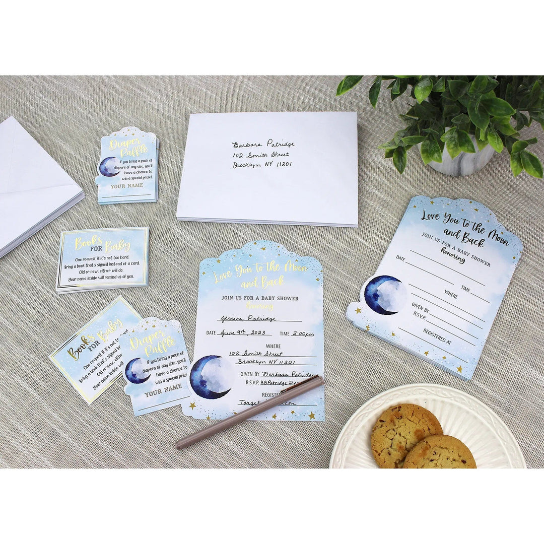 Lillian Rose Invitations "Love You... Moon" Baby Shower Invitation Set