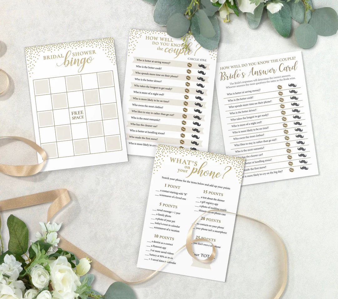 Lillian Rose Wedding Gold Confetti Bridal Shower Games
