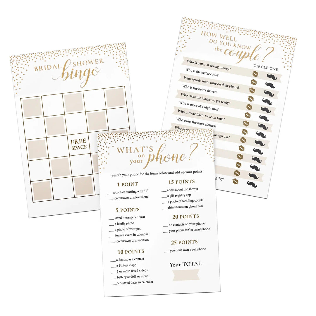 Lillian Rose Wedding Gold Confetti Bridal Shower Games