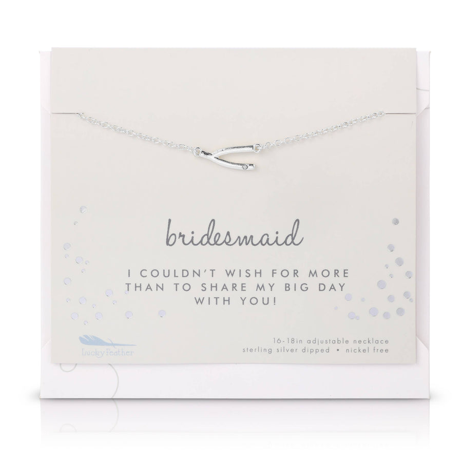 Lucky Feather Necklace Best Day Ever Necklace + Card/Env - Bridesmaid
