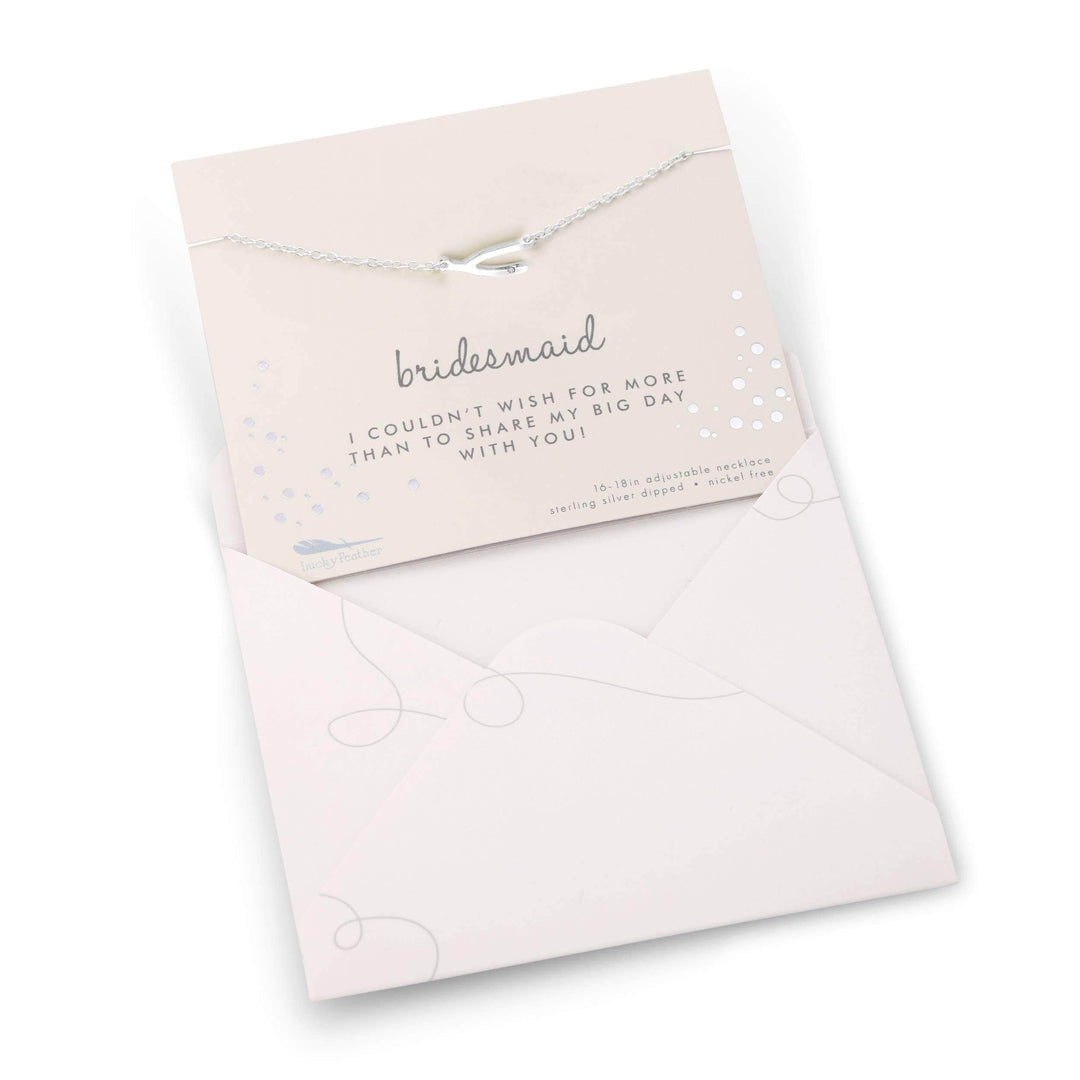 Lucky Feather Necklace Best Day Ever Necklace + Card/Env - Bridesmaid
