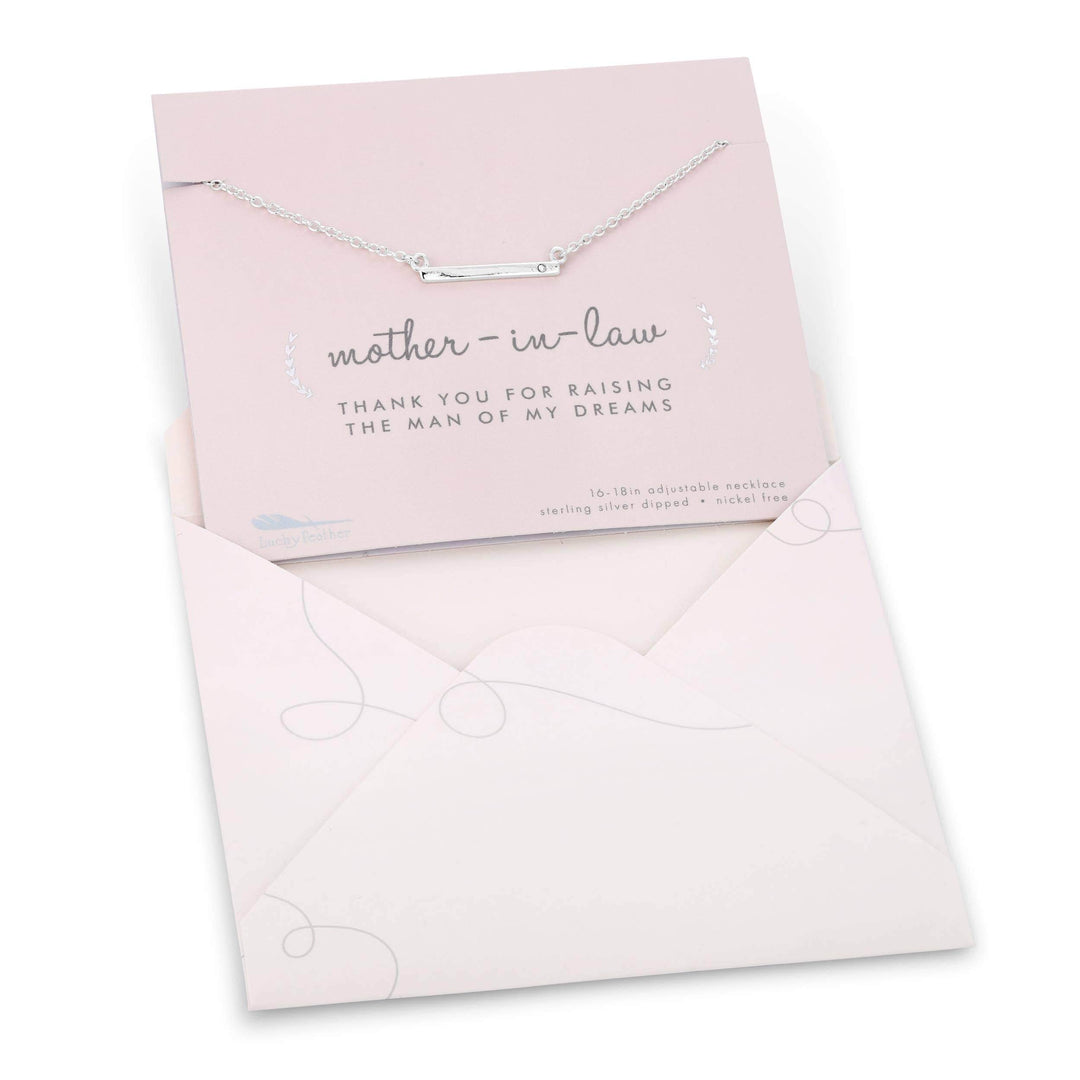 Lucky Feather Necklace Best Day Ever Necklace + Card/Env - Mother of Groom