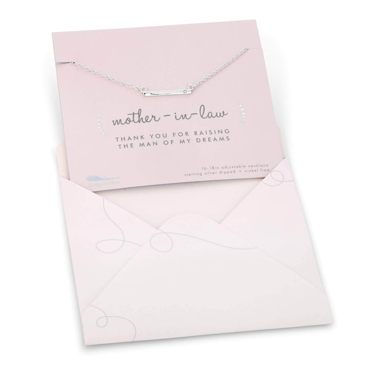 Lucky Feather Necklace Best Day Ever Necklace + Card/Env - Mother of Groom