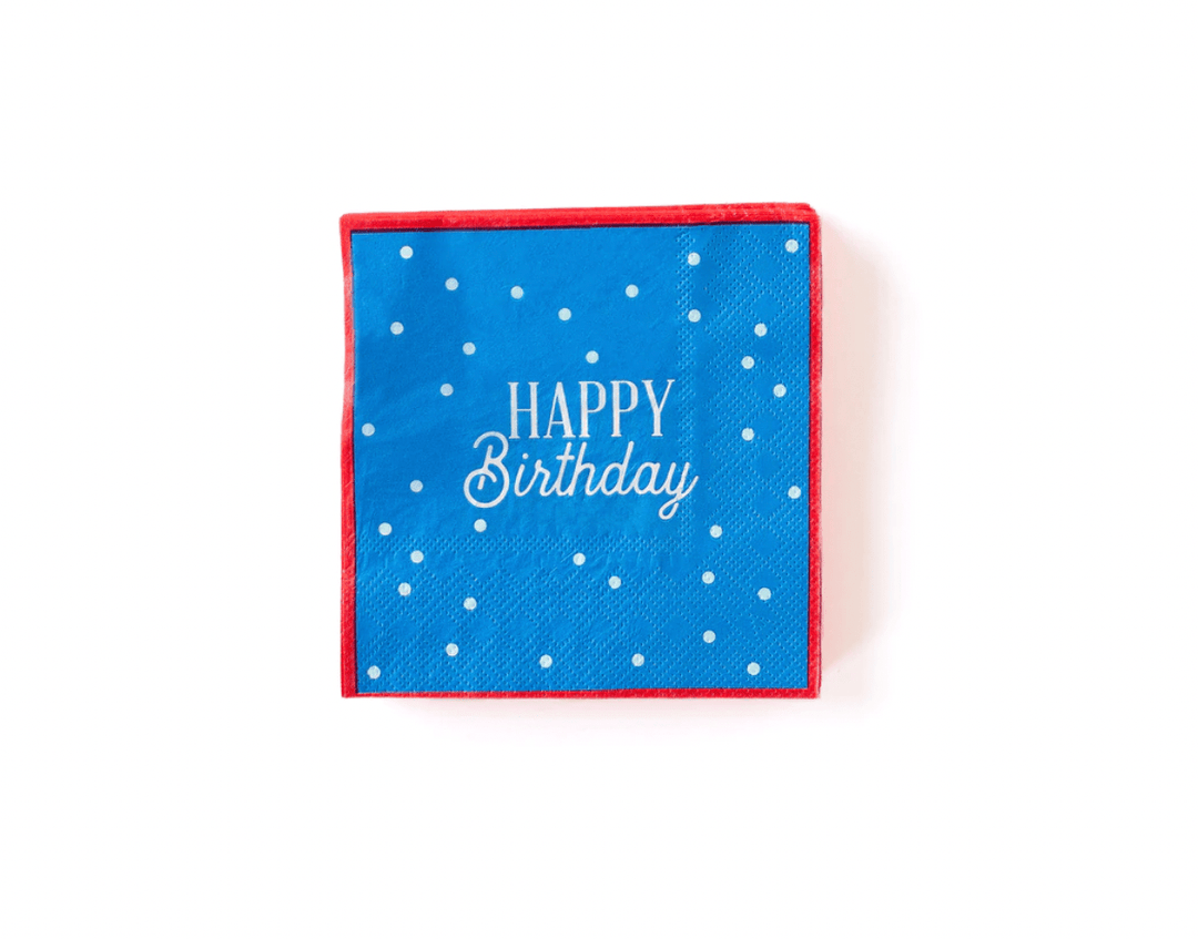 My Mind's Eye Napkin Blue Birthday Scalloped Cocktail Napkins