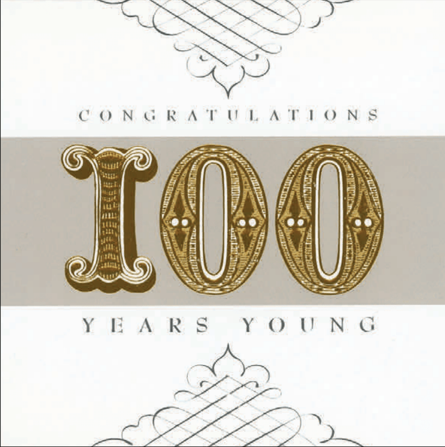 Paper Planet Card 100 Gold Birthday Card