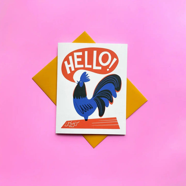 Pier Six Press Card Hello! Rooster Greeting Card
