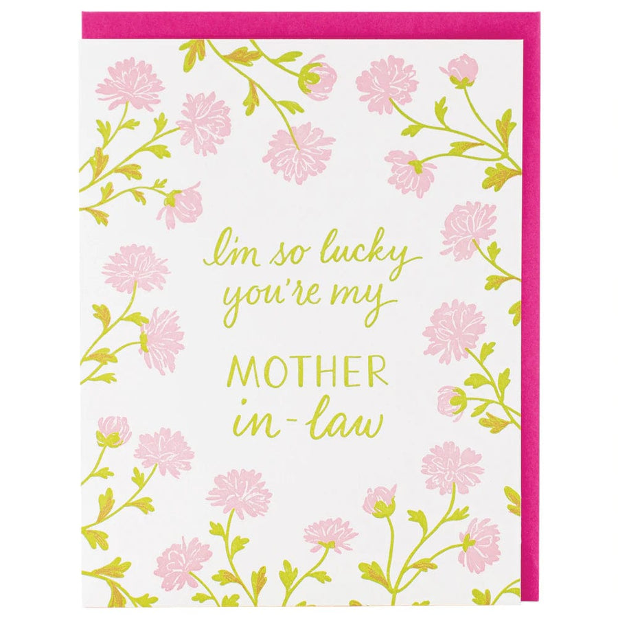 Smudge Ink Card Pink Mums Mother-In-Law Mother's Day Card