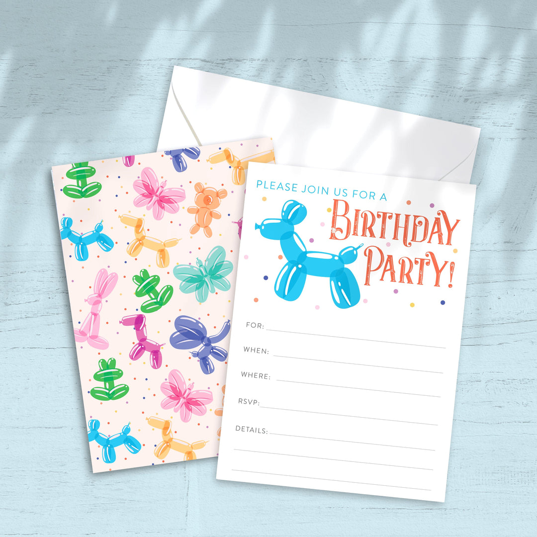 The Paxton Press Invitations Balloon Animal Birthday Invites Set of 25