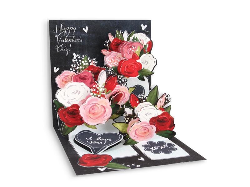 Up With Paper Card Mason Jar Roses Valentine Pop-Up Card