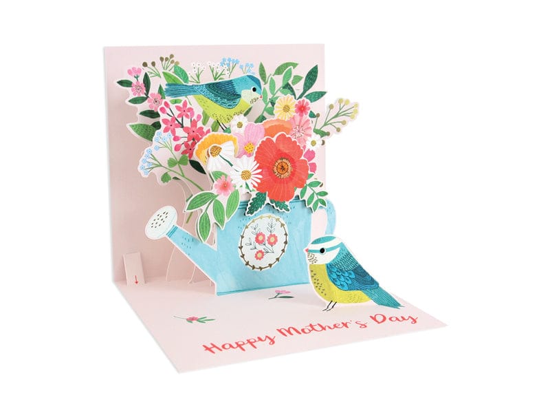 Up With Paper Mother's Day Card Watering Can & Birds Pop-Up Card