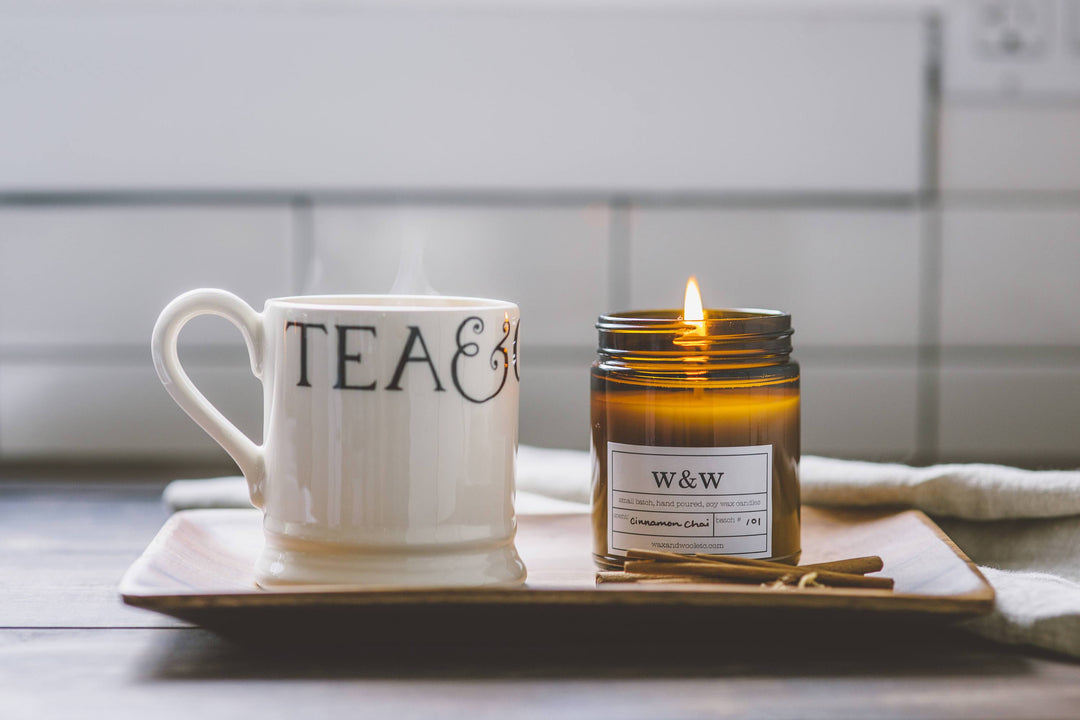 wax & wool Candle Cinnamon Chai - 9 oz Pure Soy Wax Candle