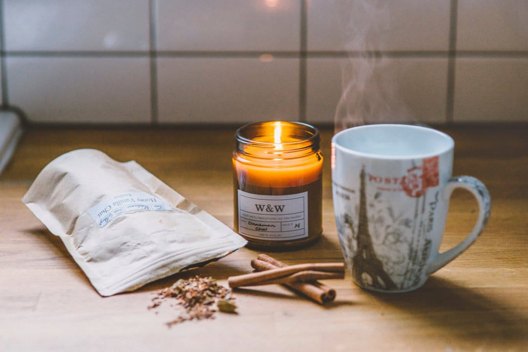 wax & wool Candle Cinnamon Chai - 9 oz Pure Soy Wax Candle